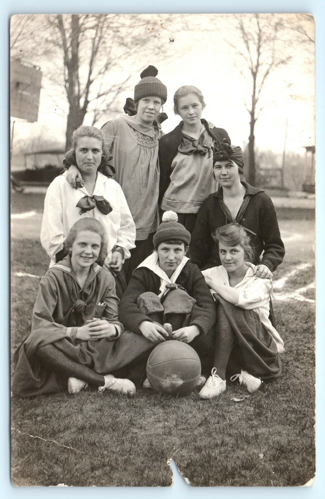 POSTCARD RPPC Plainwell Michigan Girls Basketball Group Photo One Named 1918-30