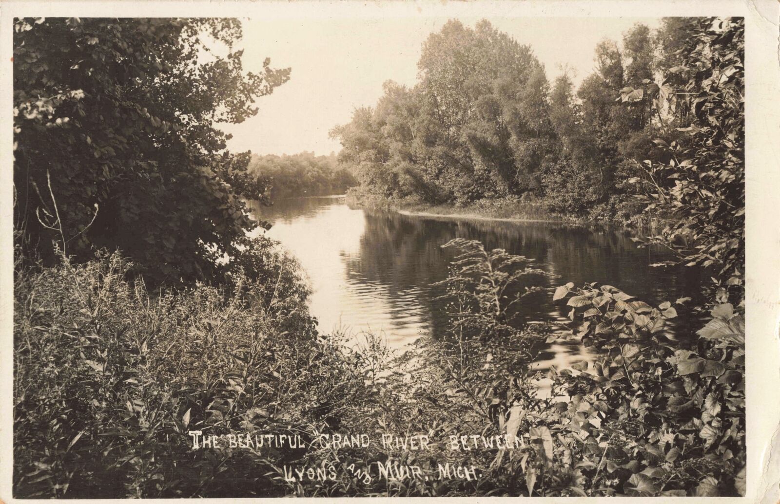 SW Muir Lyons MI RPPC c.1908 Scenic Real Photo Postcard Grand River Countryside