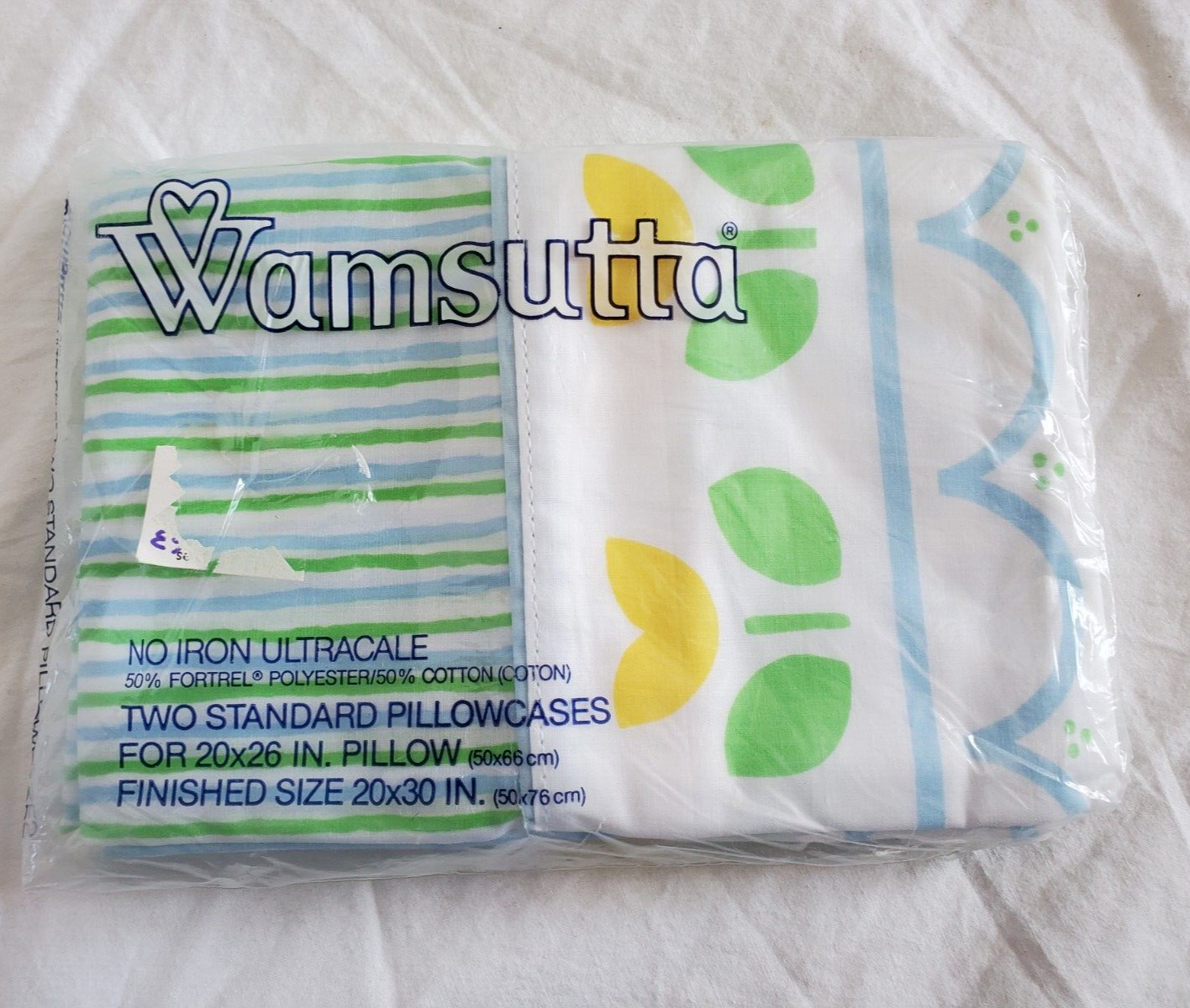 A pair of Wamsutta standard pillowcases No iron ultracale Made in US- NOS