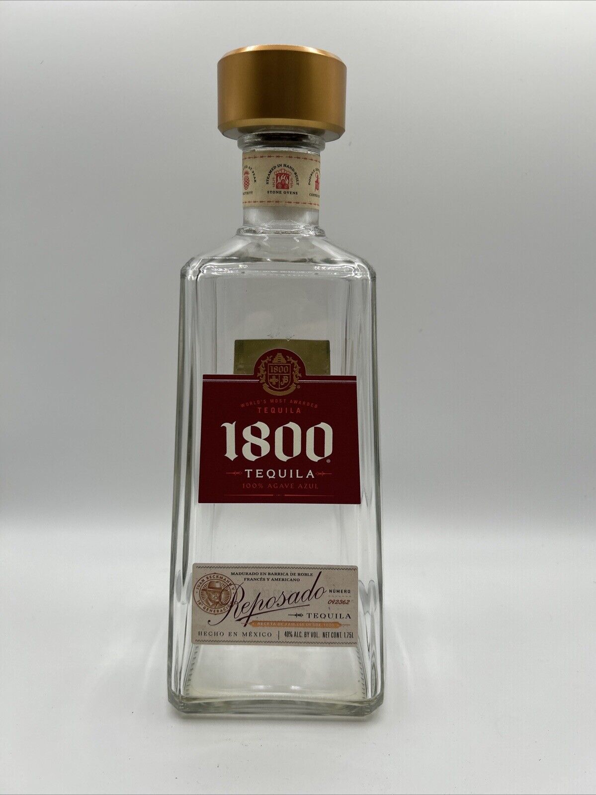 1800 Tequila Reposado 1.75 Liter Clear Glass Bottle/Labels/Empty 