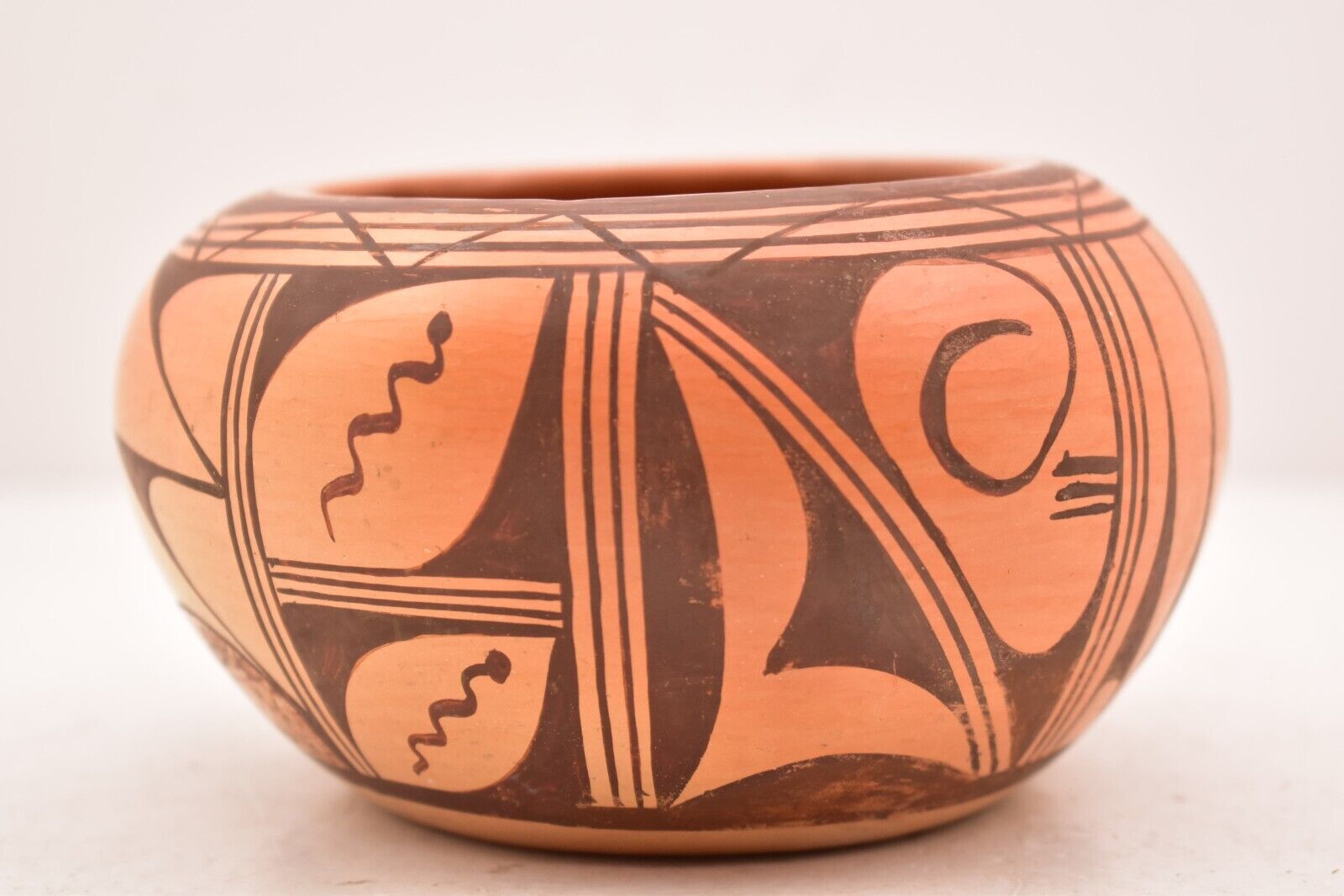 Antique Hopi Pottery Large Tewa Polychrome Pot Jug Vase Signed Native American..