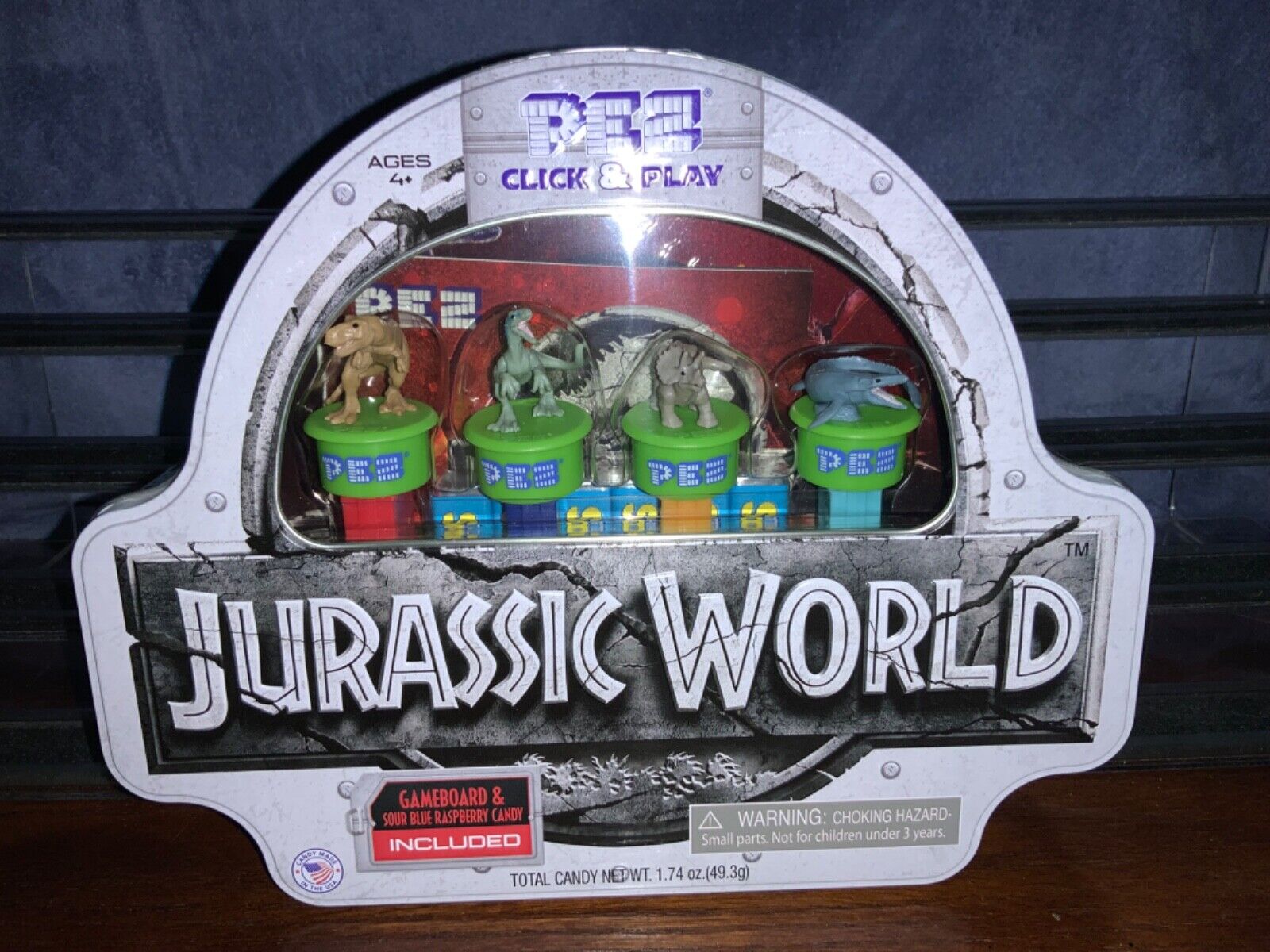 Pez Jurassic World Click-Play Collector’s Tin- Excellent Condition