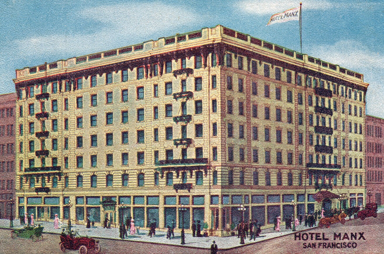 San Francisco Army Navy Headquarters Hotel Manx Automobiles Postcard
