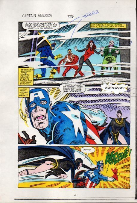 1984 Captain America 296 page 21 original Marvel colorists color guide comic art