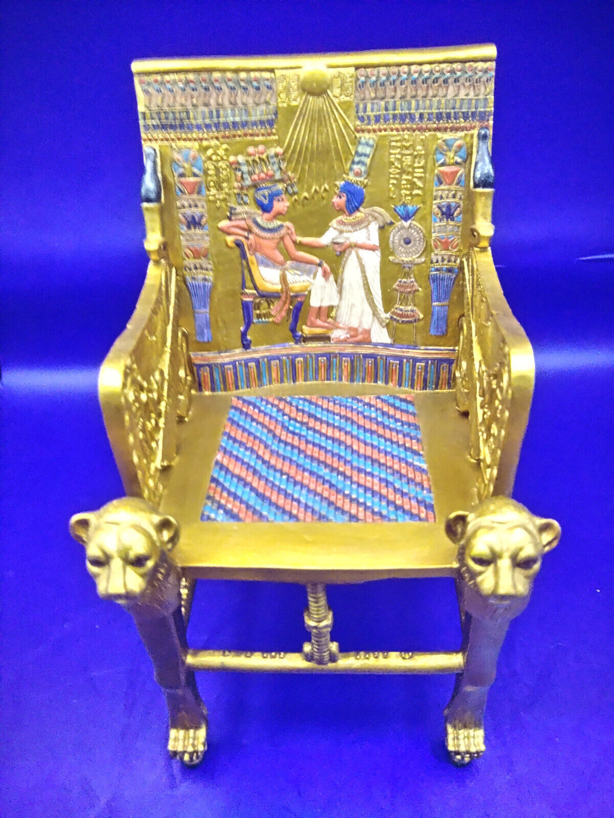 2001 Resin King Tut Egyptian Pharaoh Golden Throne Chair Museum Replica Veronese
