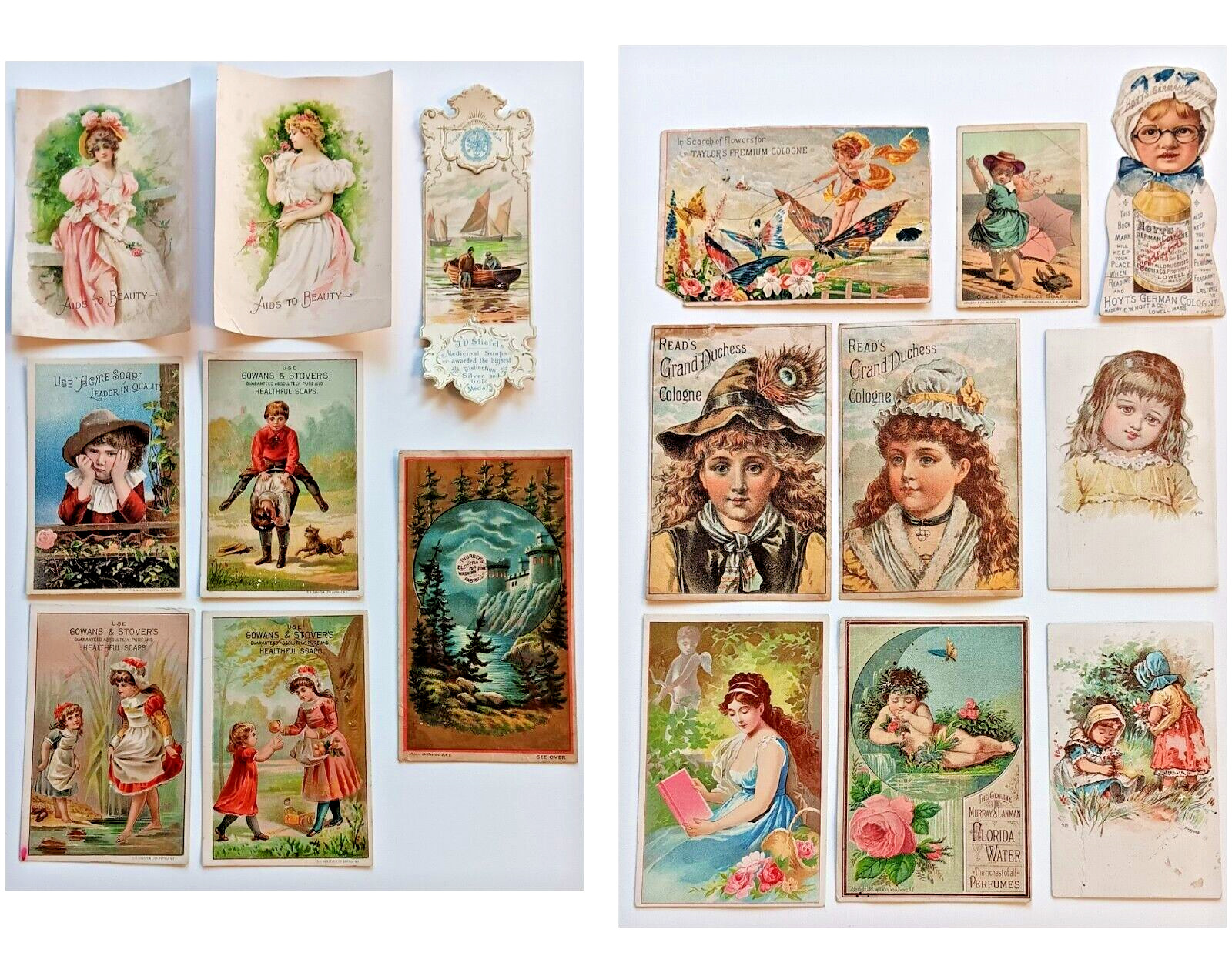Antique Cologne & Soap Victorian Trade Cards Lot Florida Water, Lightner Perfume