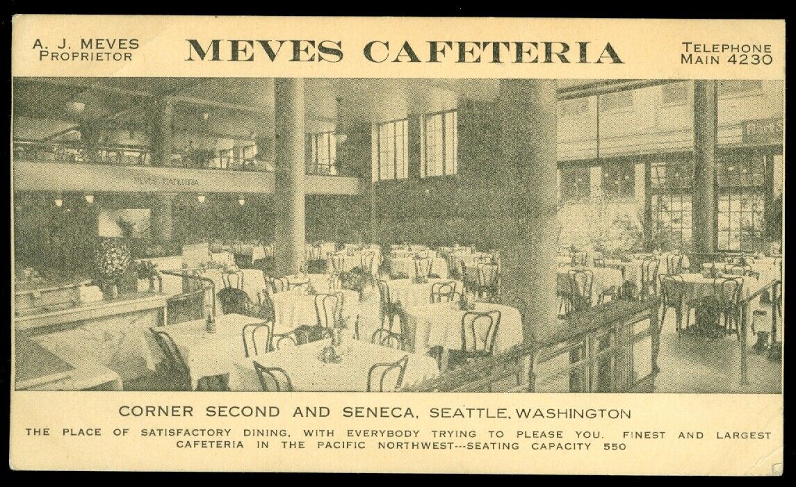 AD CARD - MEVES CAFETERIA - SEATTLE, WA