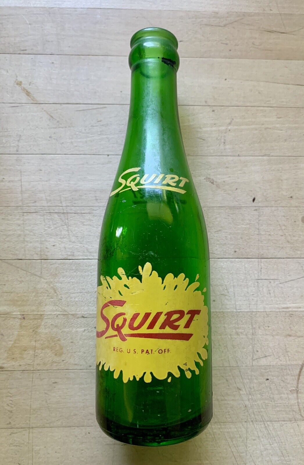 Vtg. 1956 Squirt 7 oz. Glass Soda Bottle