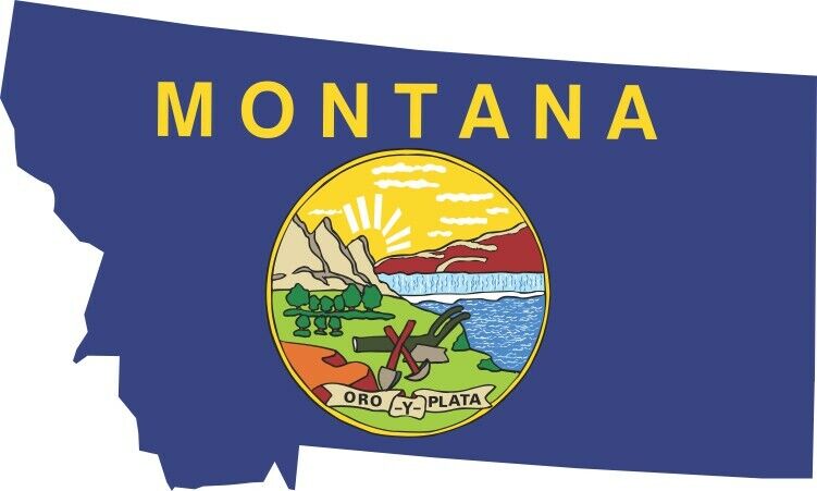 5in x 3in Die Cut Montana Flag Sticker Car Truck Vehicle Bumper Decal