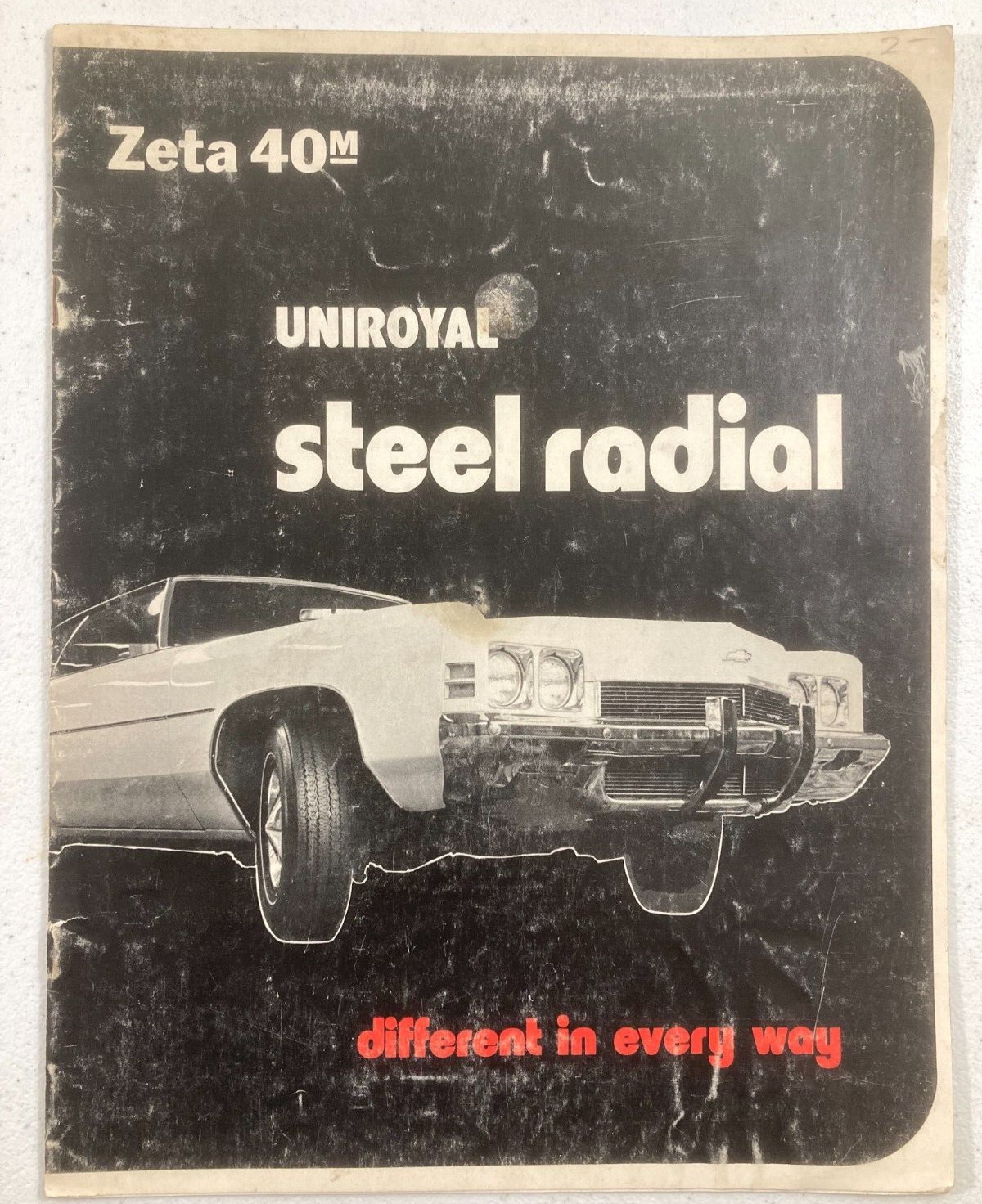 1970s vintage brochure, Zeta 40M Uniroyal Steel Radial Tires, 8 pages