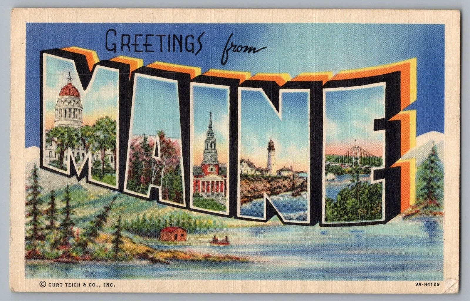 Postcard Greetings From Maine, Large Letter