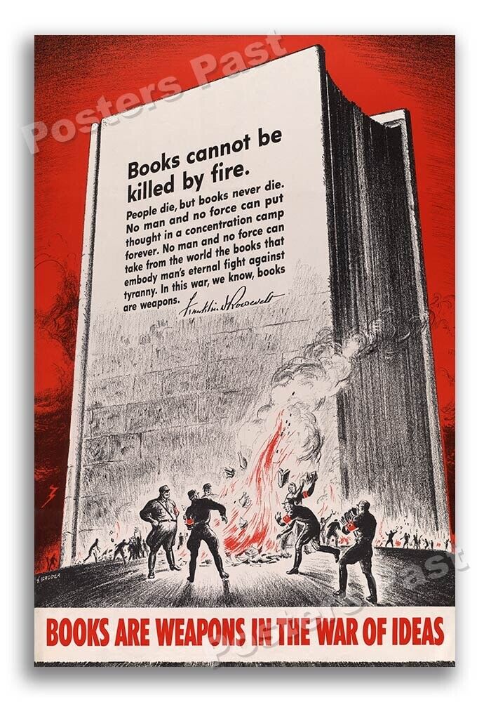“Books Are Weapons In The War of Ideas” 1942 Vintage Style WW2 War Poster 24x36
