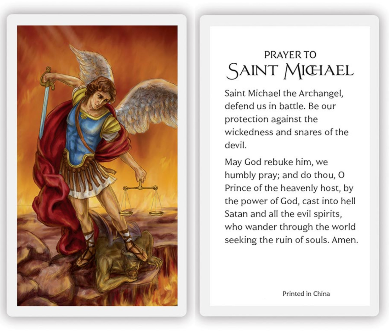 Laminated Saint St. Michael the Archangel Holy Prayer Card Catholic