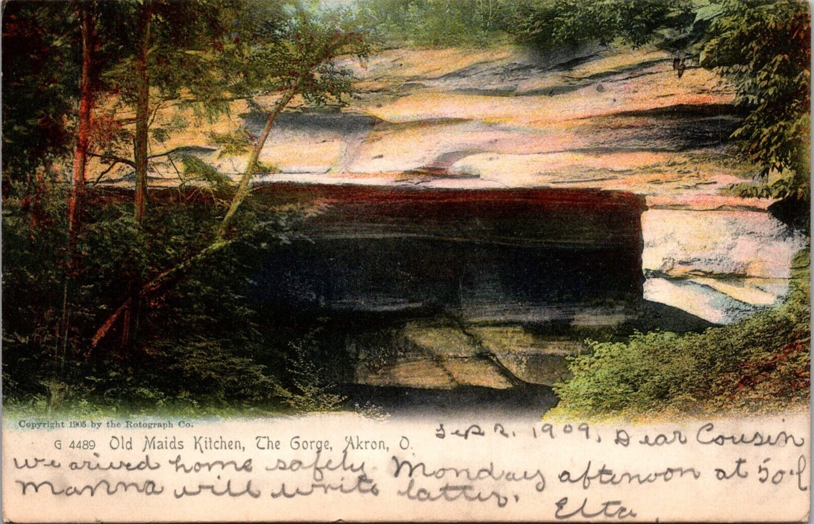 Postcard Old Maids Kitchen Cave Gorge Metro Park Akron, OH Ohio Rotograph 1905