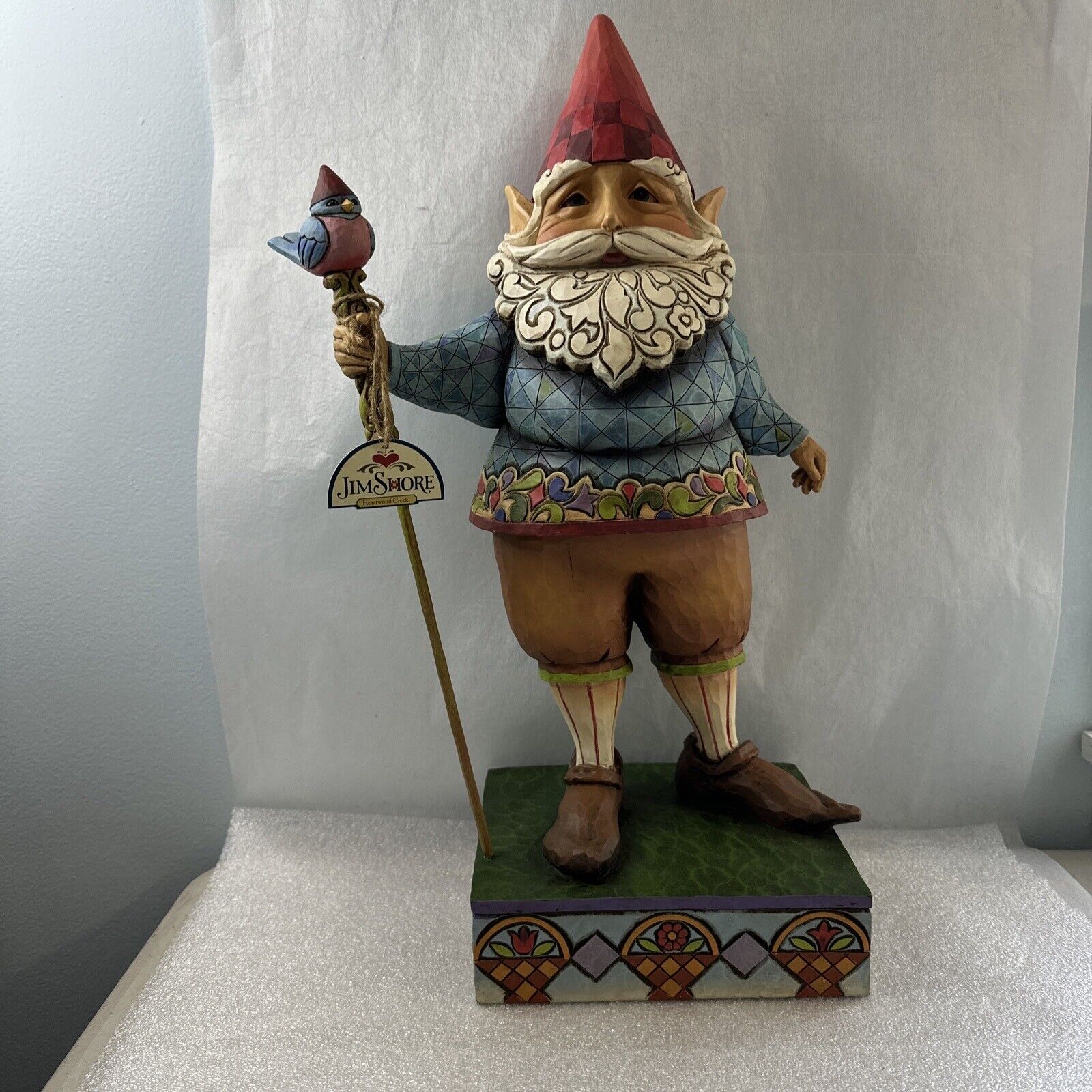 Jim Shore Large Garden Gnome with Bluebird Staff 19\