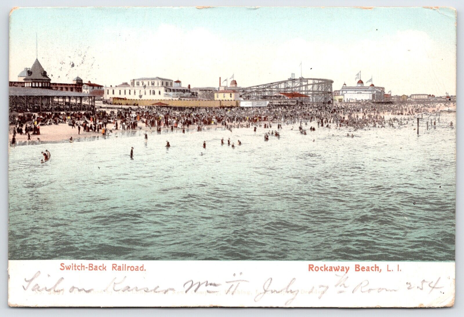 Postcard Switch-Back Railroad, Rockaway Beach, Long Island New York Posted 1906