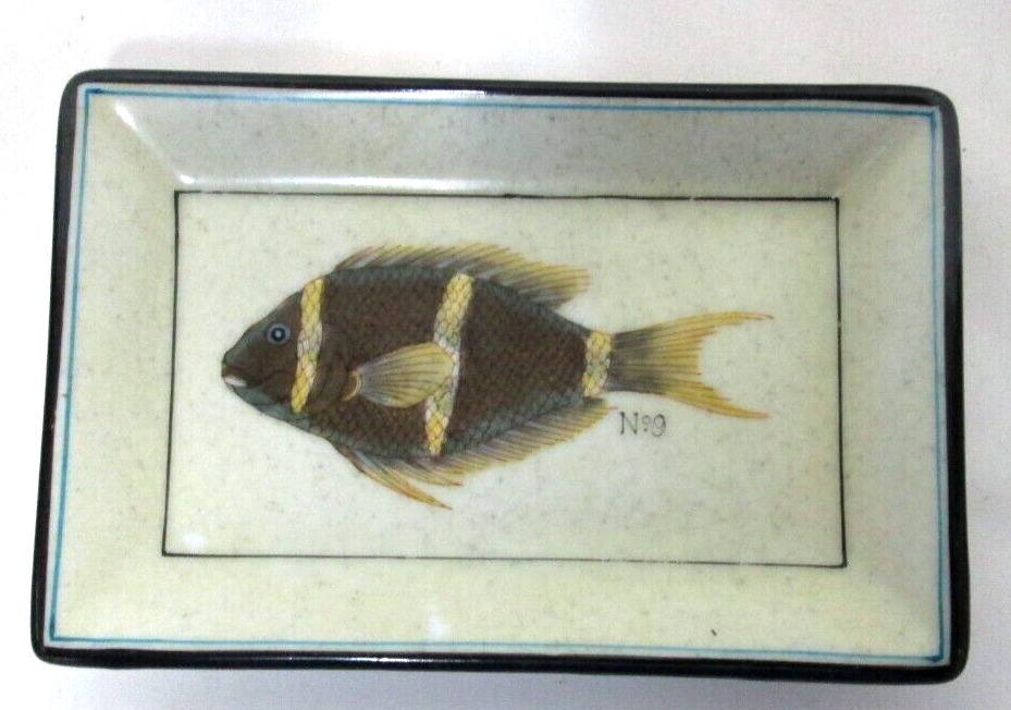 Homart Vintage Hand Painted Fish trinket dish decor No. 9 stoneware 6\