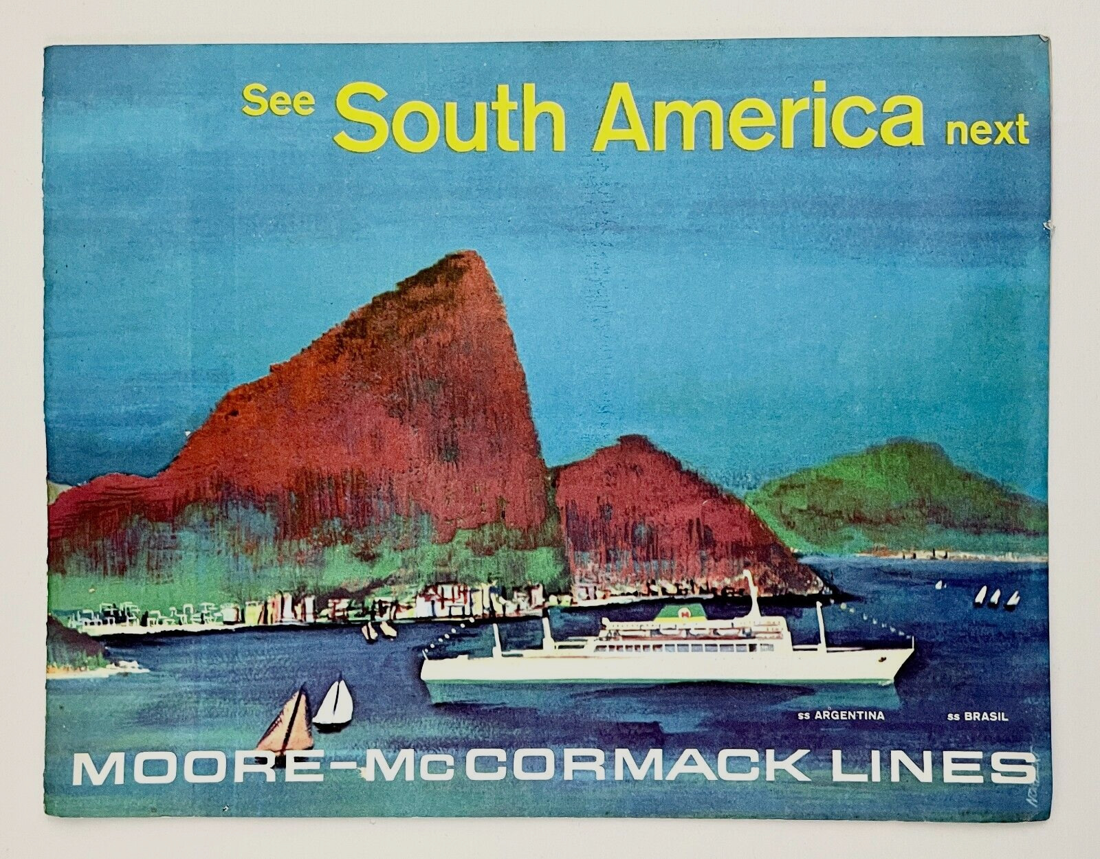 1960s South America Moore-McCormack Cruise Lines VTG Travel Booklet SS Brasil