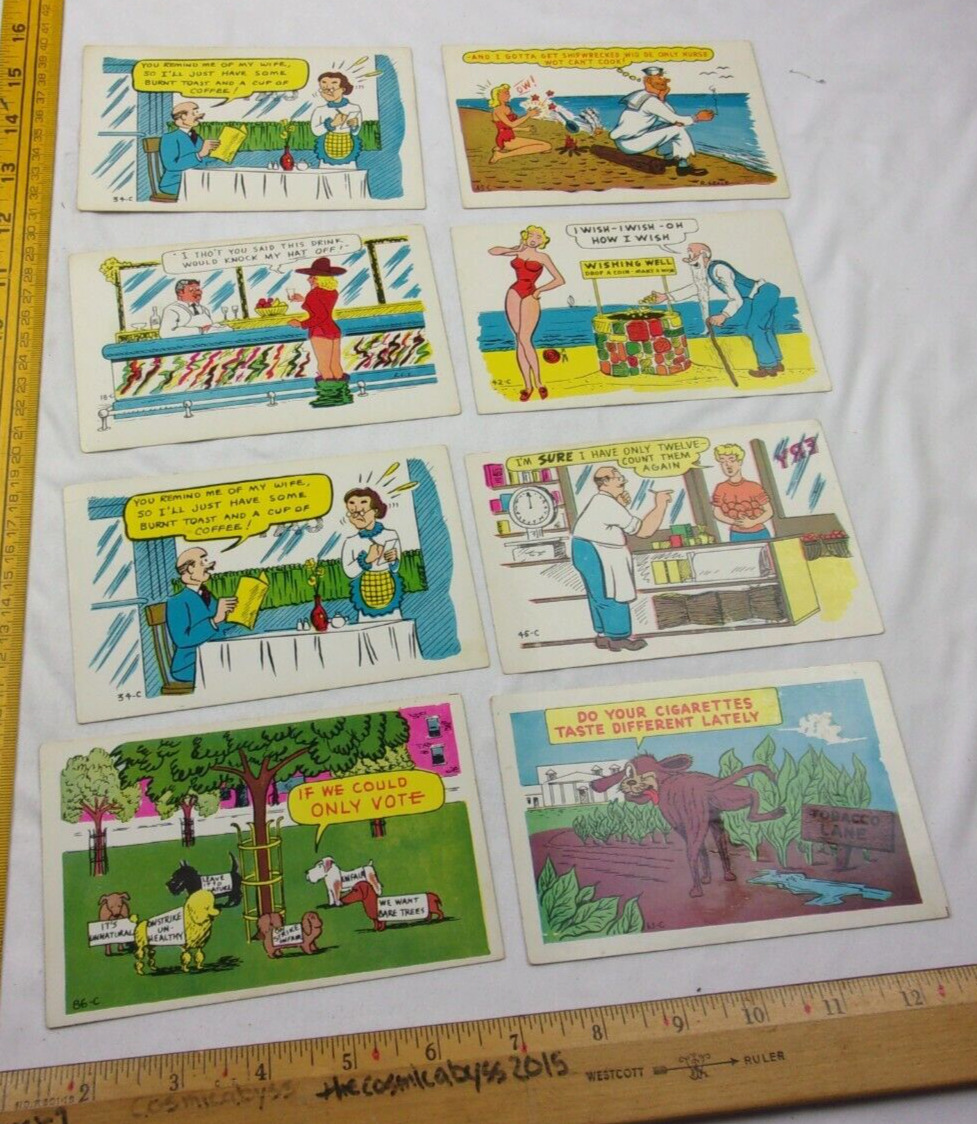 Baxter Lane company comic card postcard lot of 8 VINTAGE unused Sexy b4 1950s