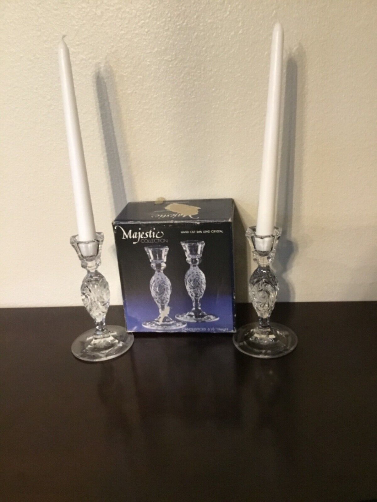 MAJESTIC HAND CUT CRYSTAL CANDLE HOLDER