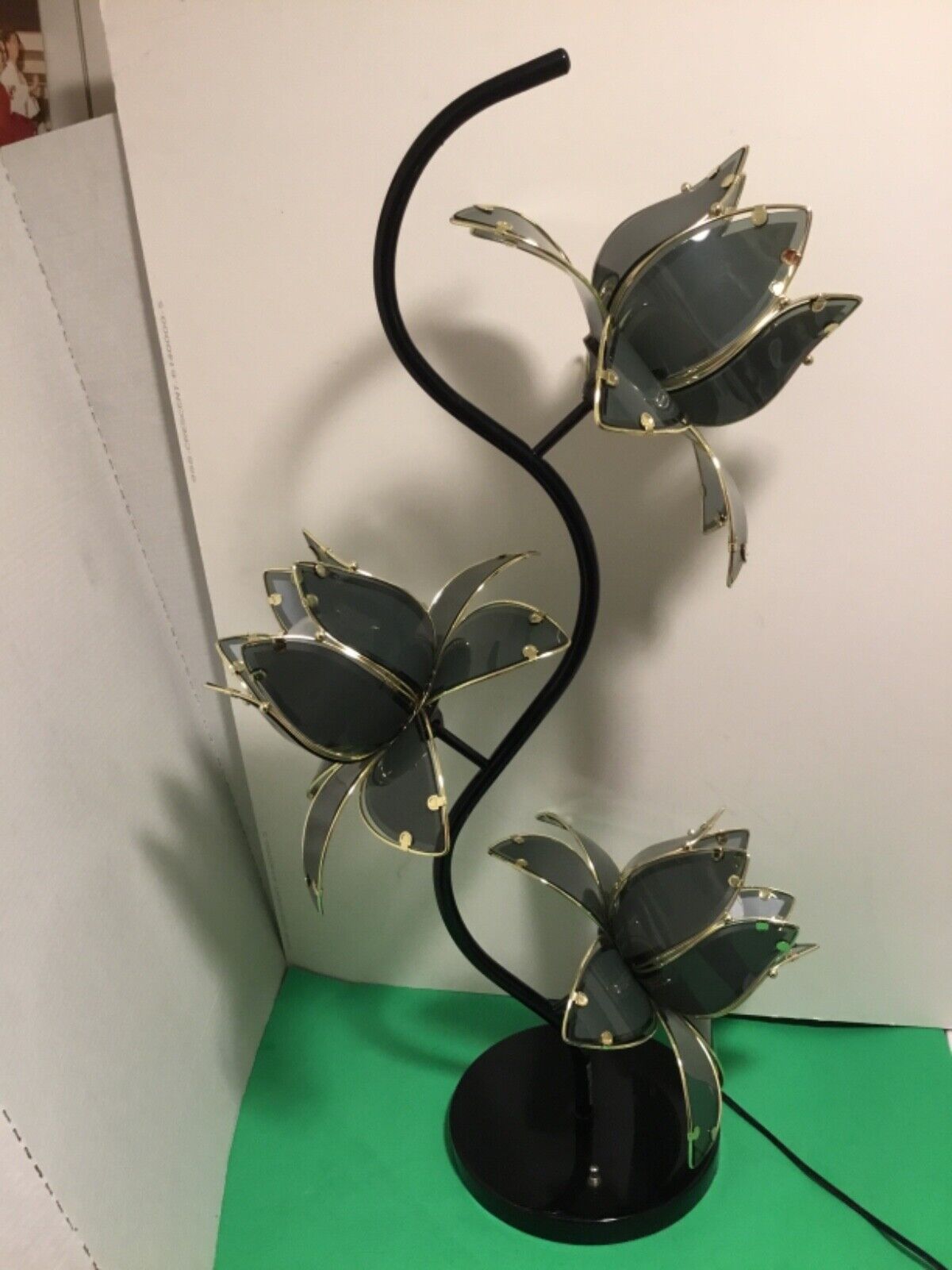 VTG  Anthony California Hollywood Regency Lotus Table Lamp Deco Flower 1980s 😊