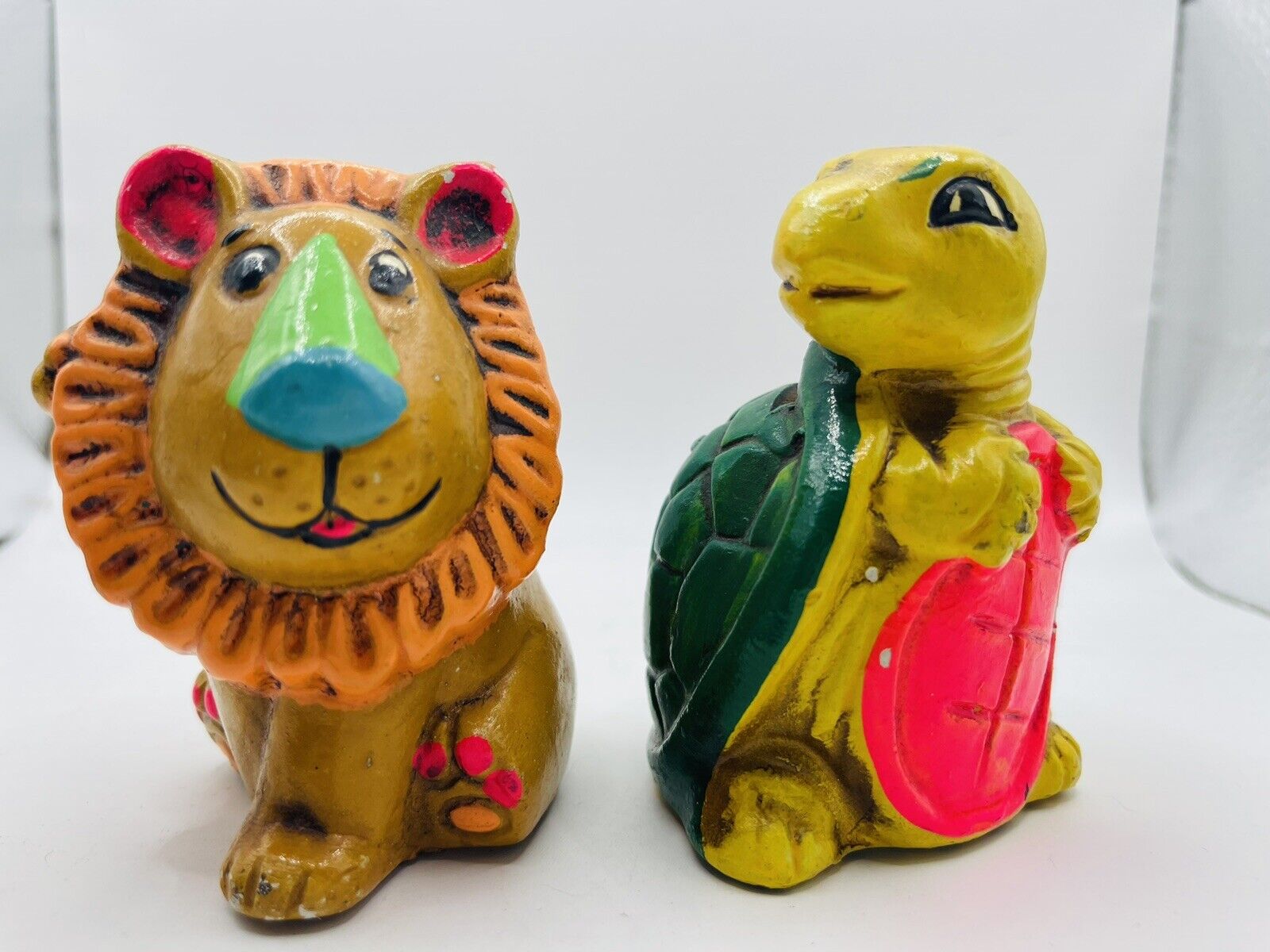 Vintage Rossini Anthropomorphic Lion Turtle Piggy Banks Colorful MCM Kitsch