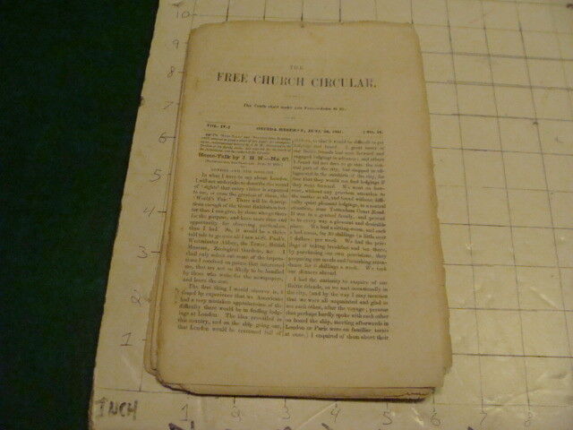 Original 1851 The FREE CHURCH CIRCULAR 14pgs LOOSE - staied