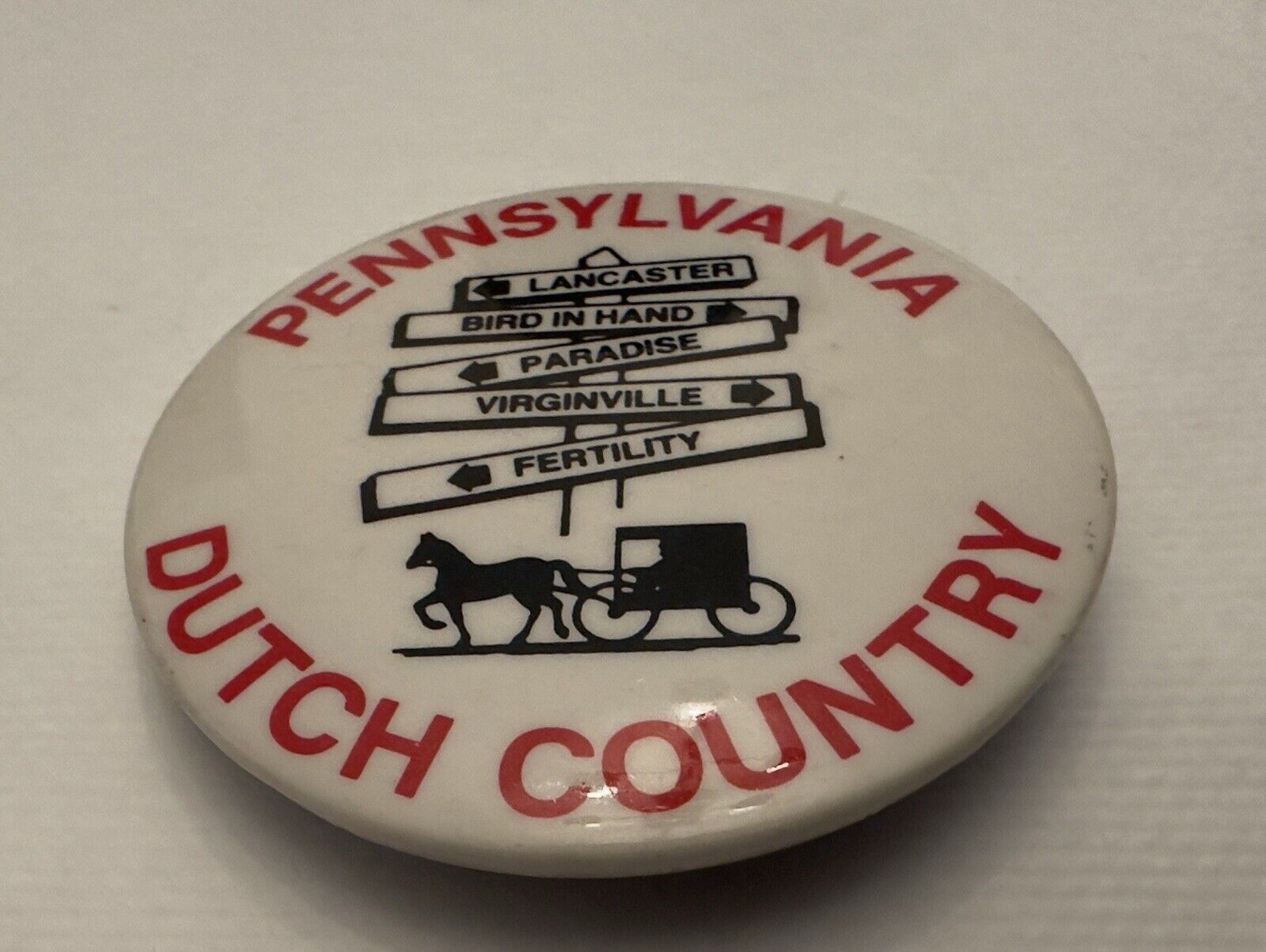 Vintage Pennsylvania PA Dutch Country Button Pin