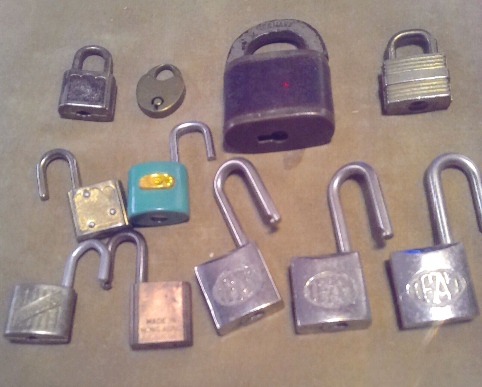 Lot Of 11 Old Padlocks-No Keys -Some Vintage-1 From Germany 