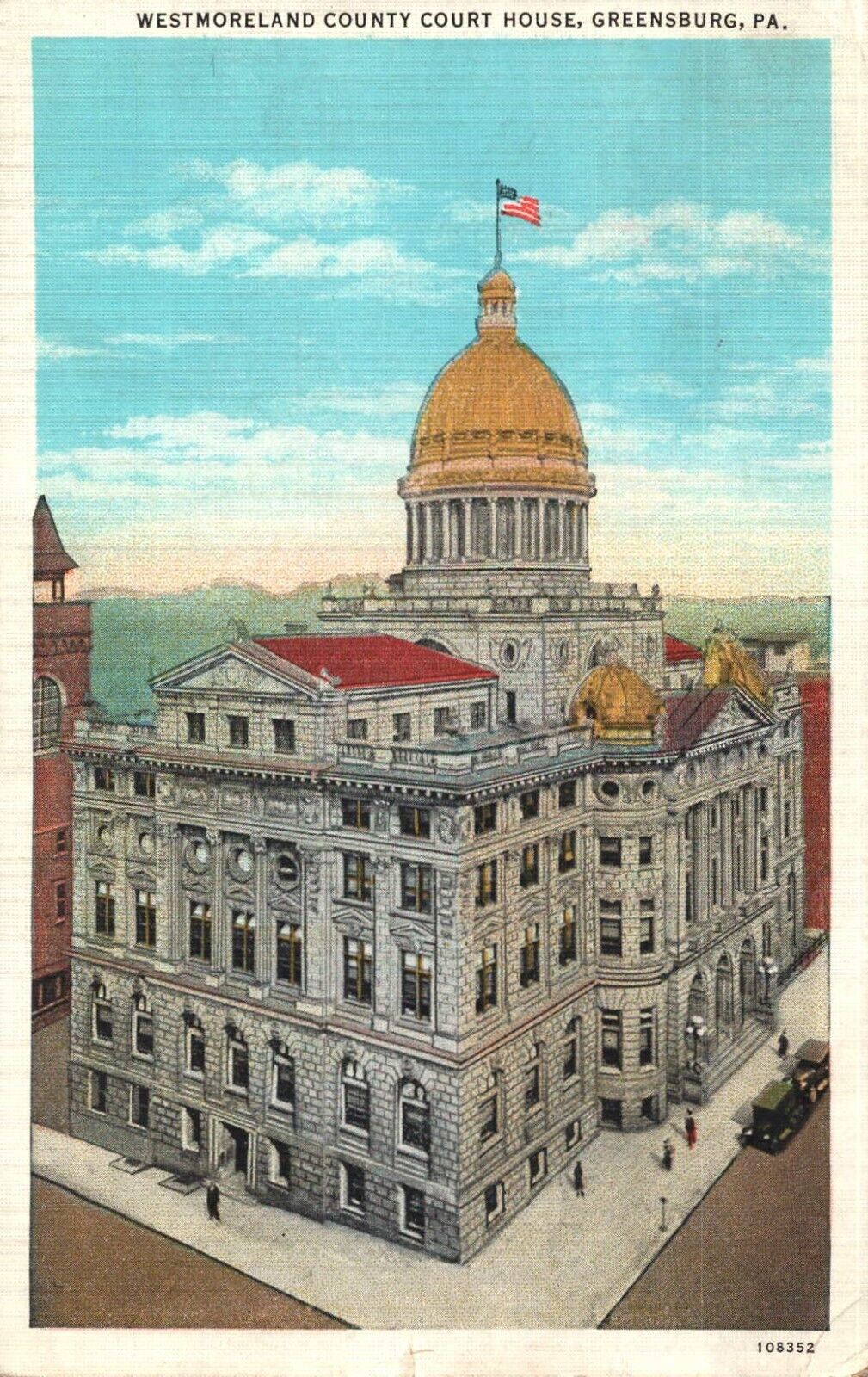 Westmoreland County Court House Greensburg PA Vintage 1936 Postcard