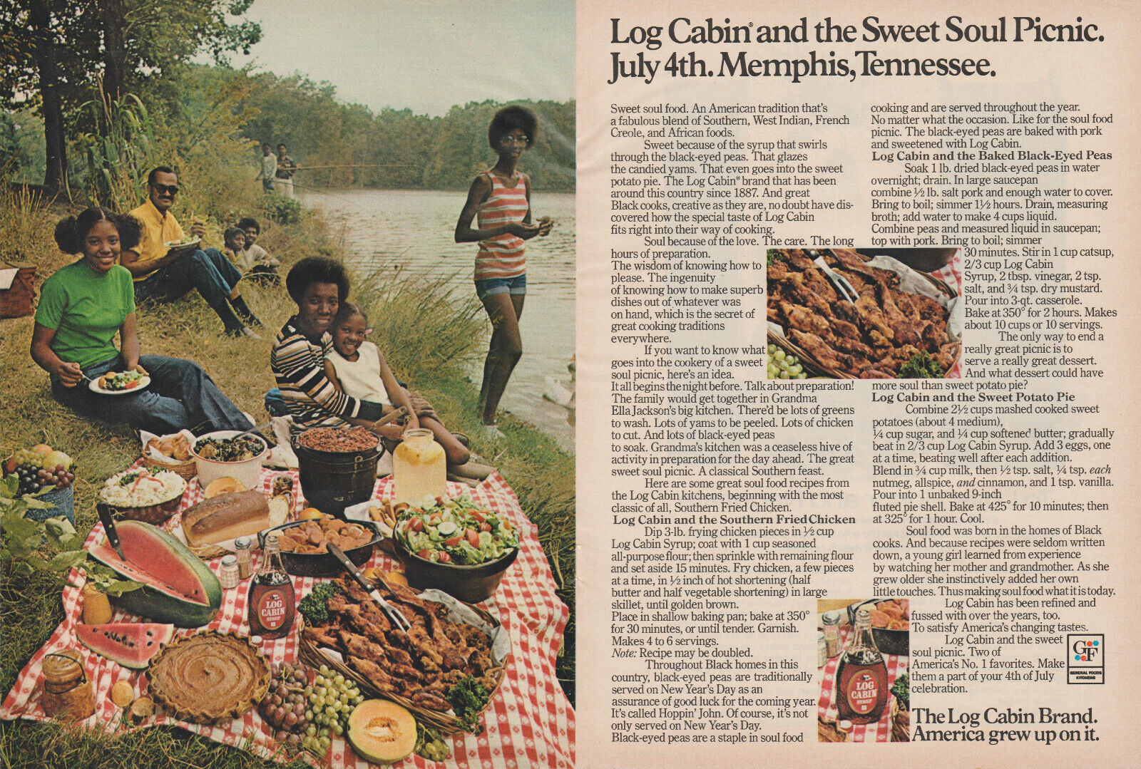 1972 Log Cabin Syrup - Sweet Soul Picnic July 4 Memphis Tenn - 2 Page Print Ad