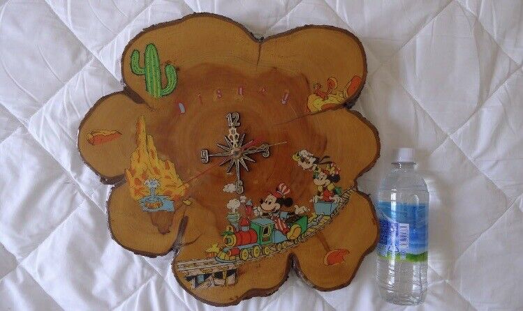 Super rare \'60-\'70s Not 4 Sold Disney Mickey Mouse Natural wood stump wall clock