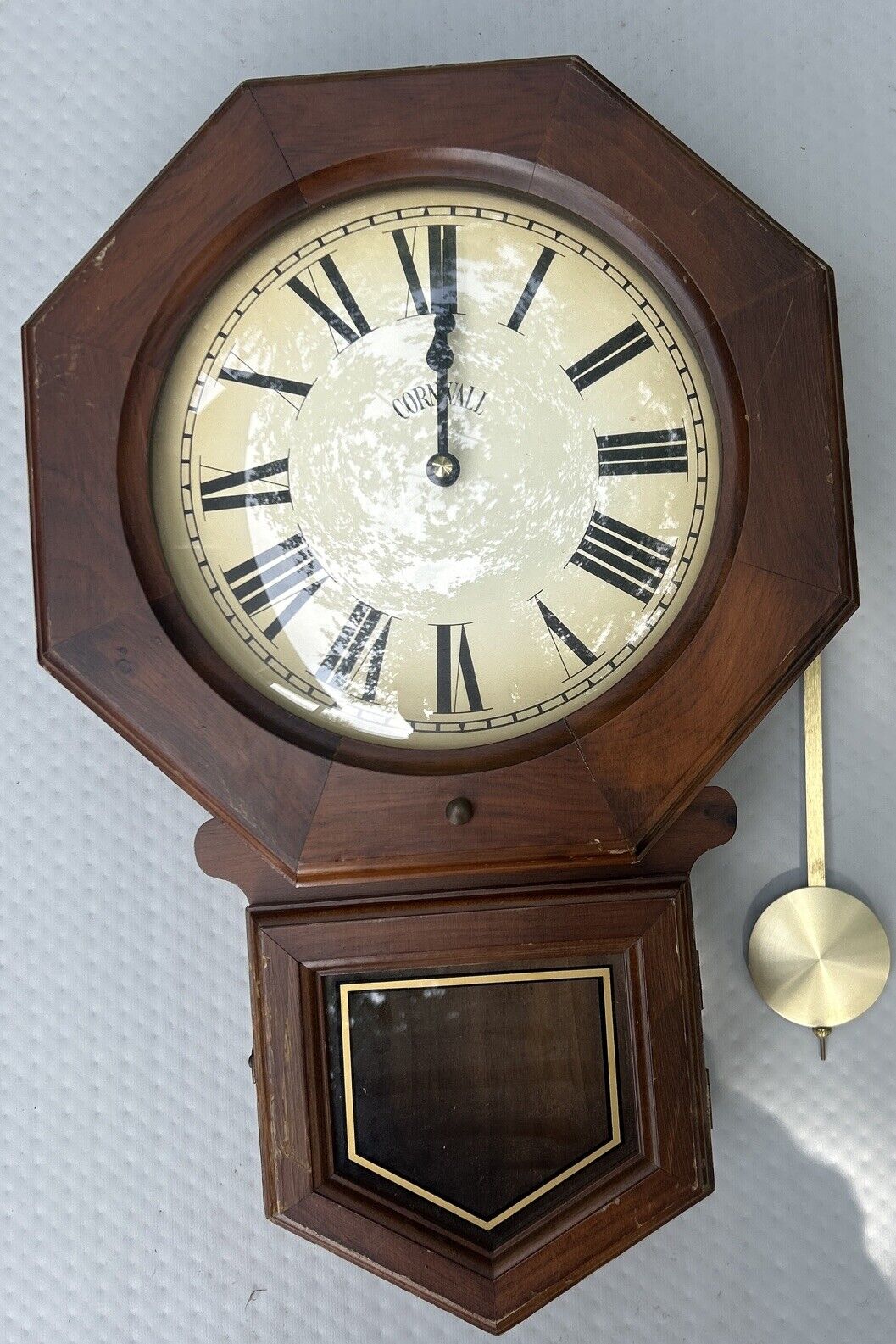 Vintage Cornwall Wall clock. Nice Shell 22x14x5 Inch Read For Parts Or Repair