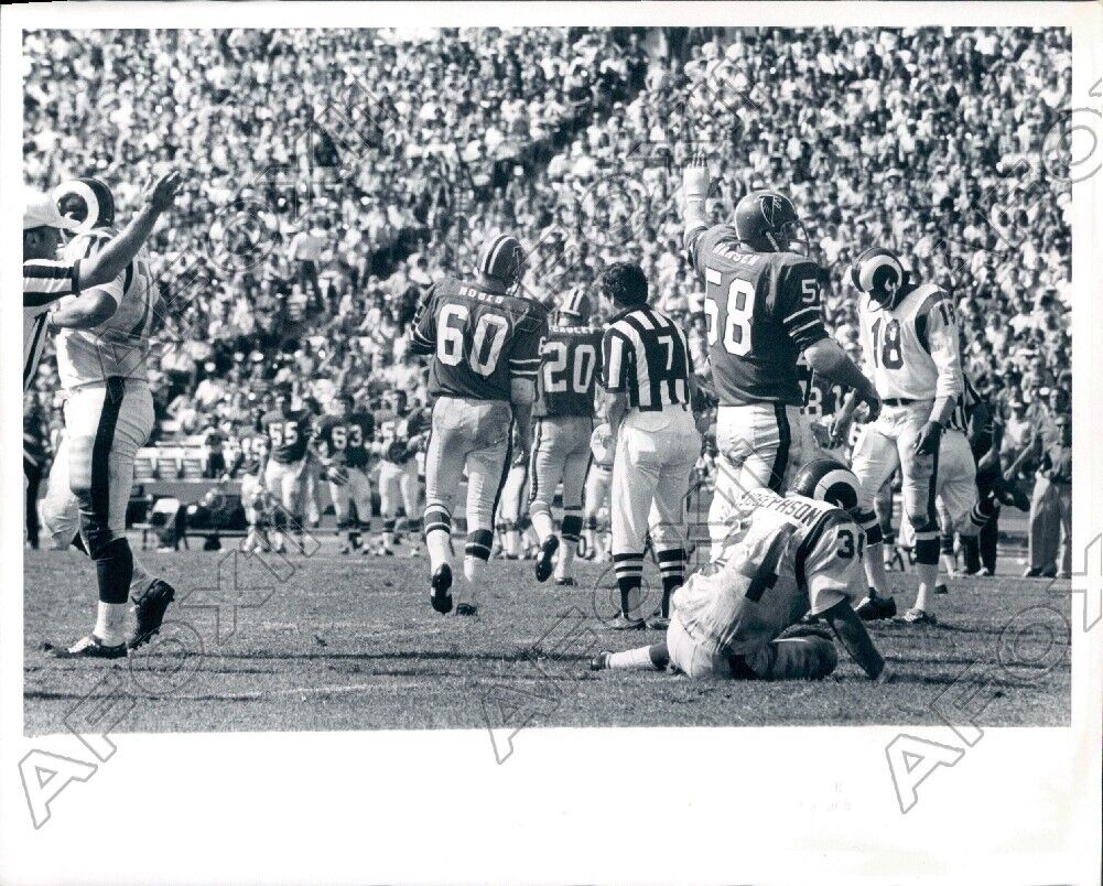 1971 Los Angeles Rams Roman Gabriel Les Josephson VS Falcons Press Photo