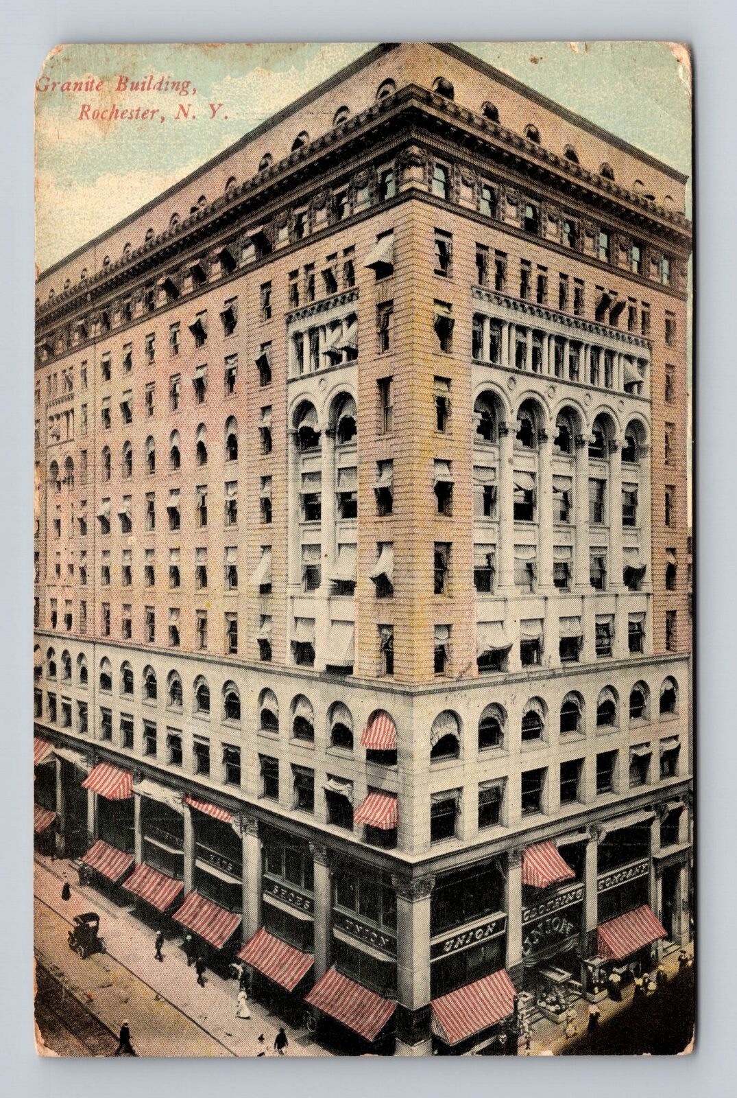 Rochester NY-New York, Panoramic Granite Building, Antique Vintage Postcard