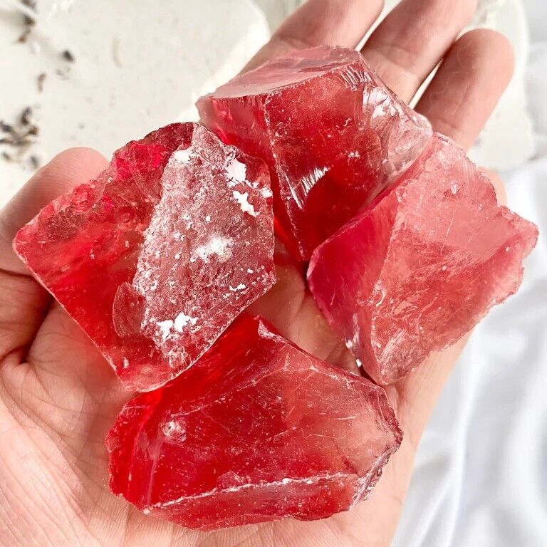 Raw Large Cherry Quartz Rough Crystal Reiki Mineral Rocks Chunks Specimens Gifts