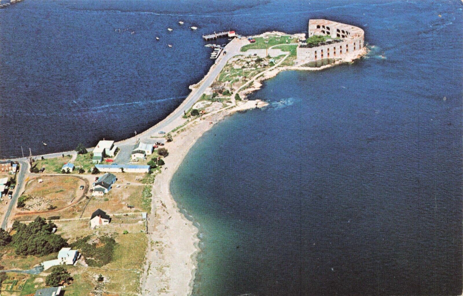 Close up Aerial of Popham Beach, Fort Popham, Maine Vintage PC