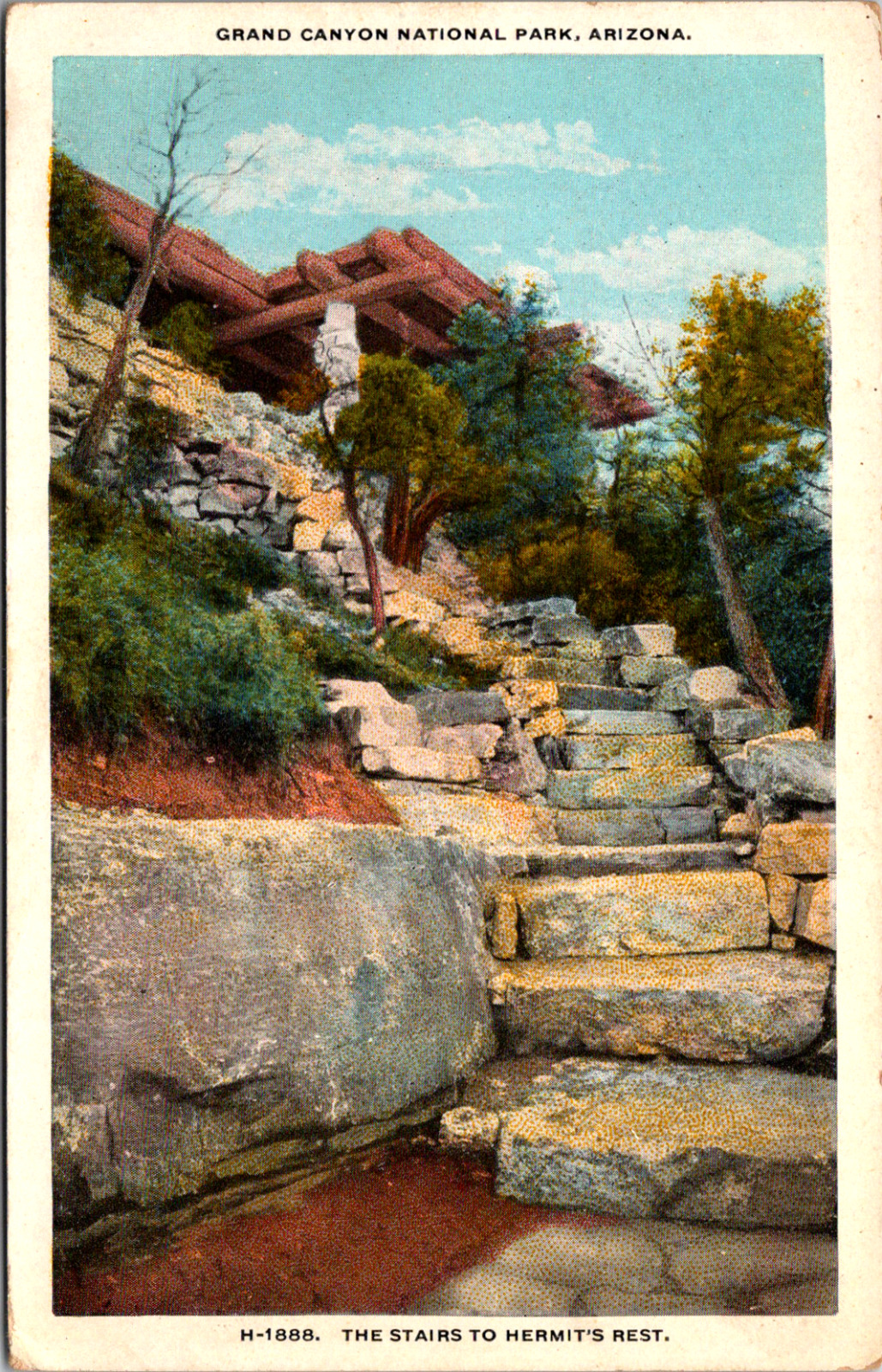 Grand Canyon Arizona Hermit\'s Rest Stairs Trail Hiking Vintage C. 1920s Postcard