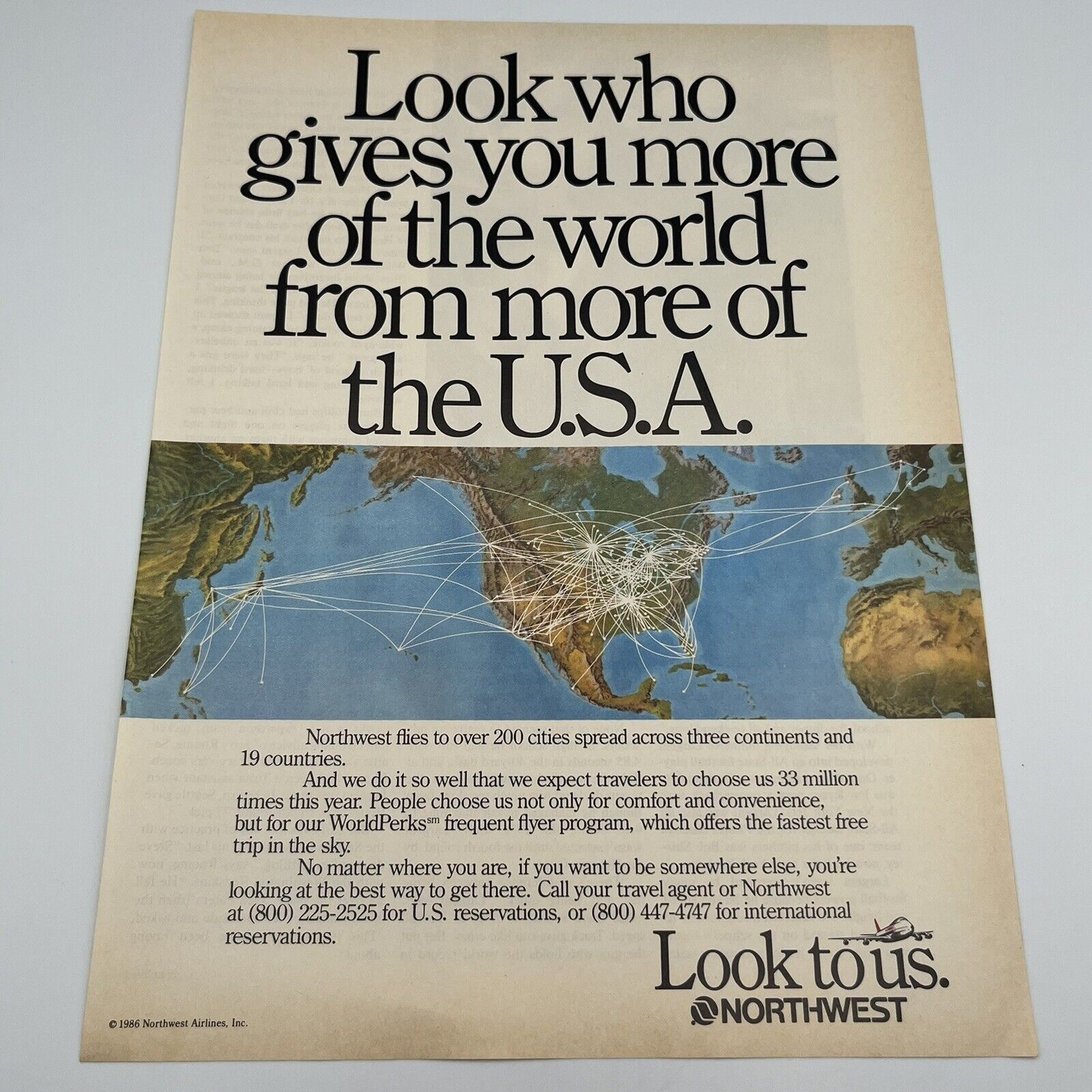 1986 Northwest Airlines Vintage Print Ad 8\