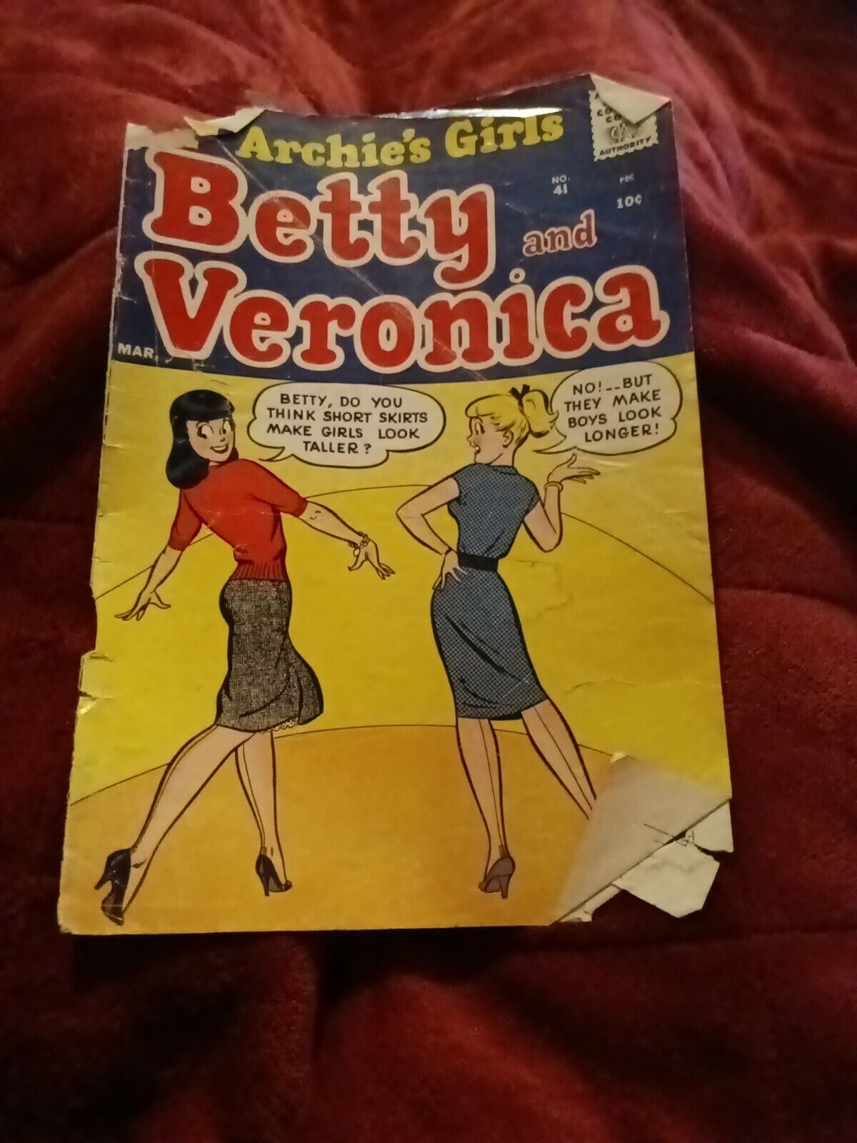 Archie\'s Girls Betty and Veronica #41 Short Skirts innuendo Cover only GGA 1959