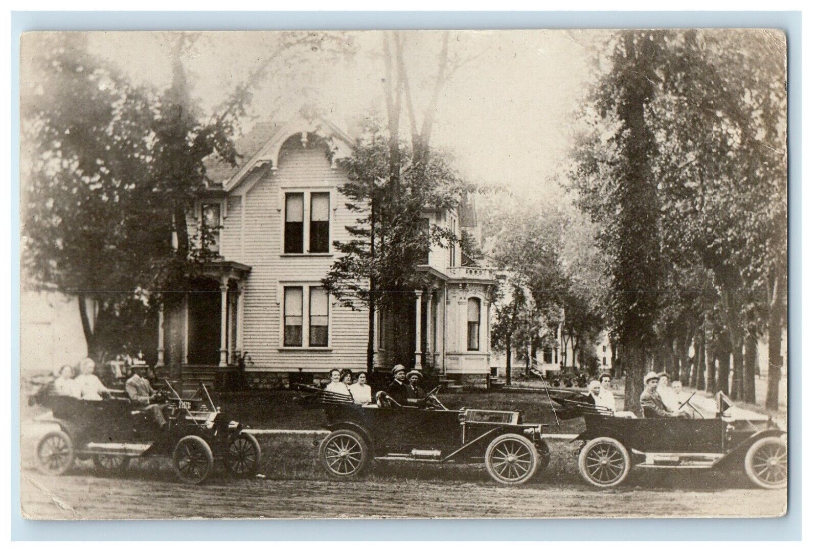 c1920's Sunday Drive Antique Cars Men Women RPPC Unposted Photo Postcard