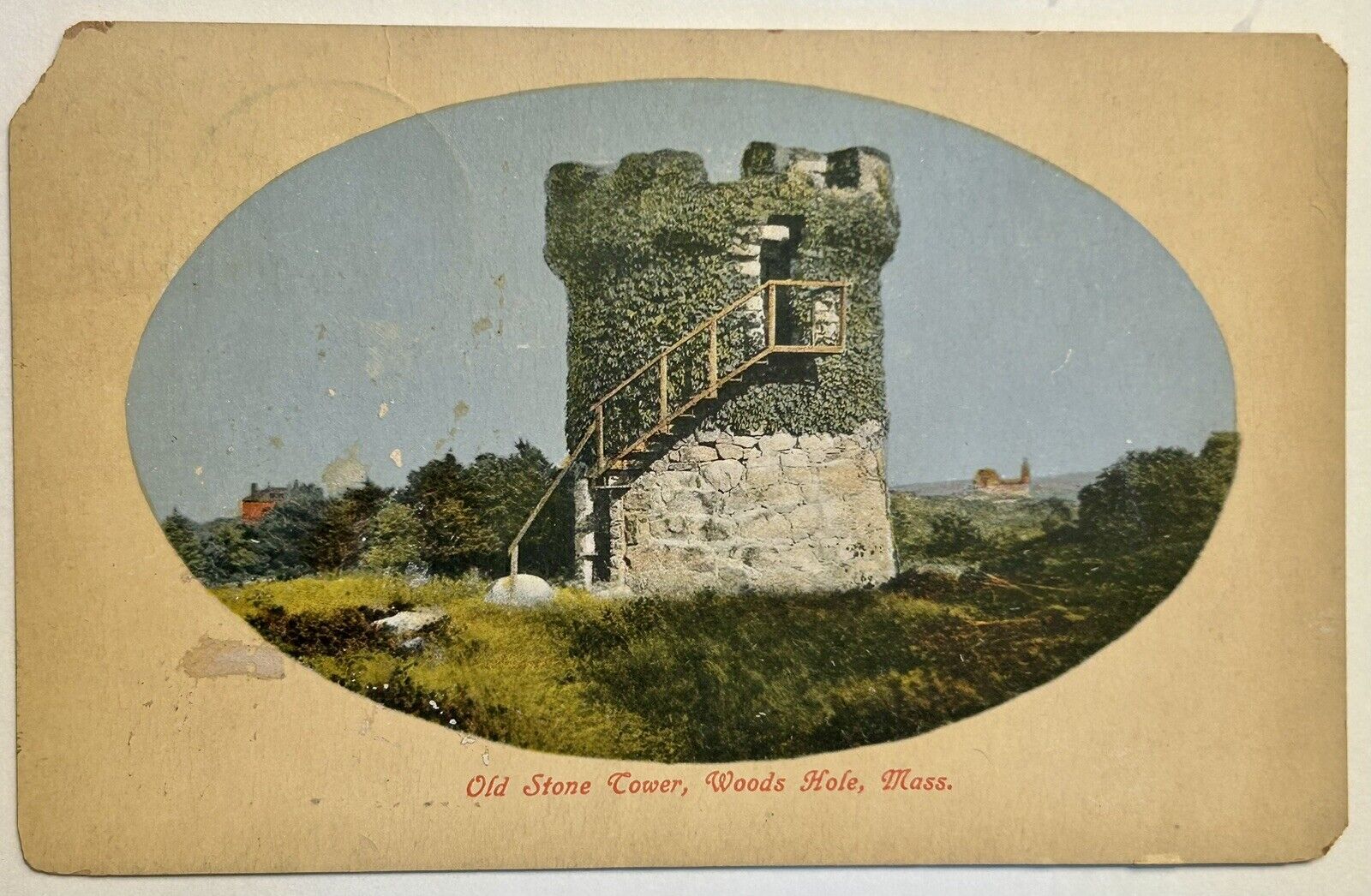Old Stone Tower, Woods Hole. Massachusetts 1911 Vintage Postcard