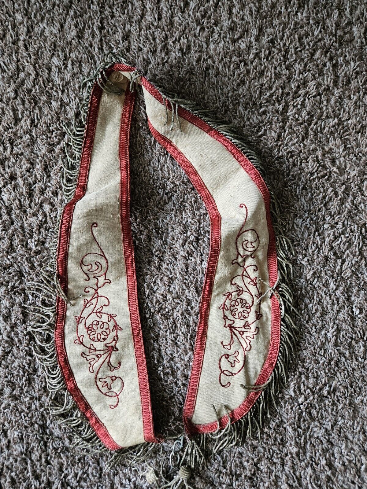 Antique Odd Fellows Sash Collar Silk Velvet Pre WWII