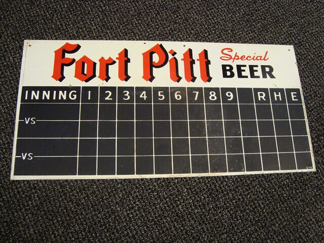 Circa 1940s Fort Pitt Double-Sided Tin Scoreboard Sign, Pennsylvania