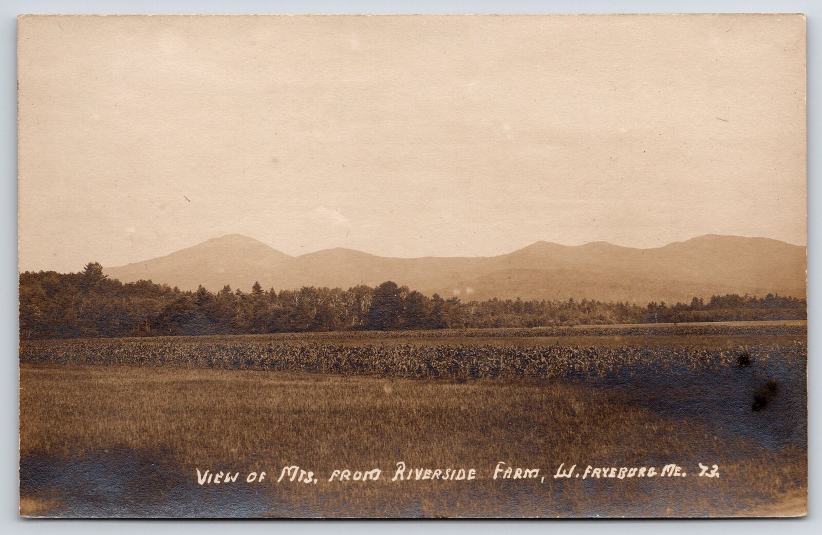 View Of Mts. From Riverside Farm W. Fryeburg Maine Antique RPPC Photo Postcard