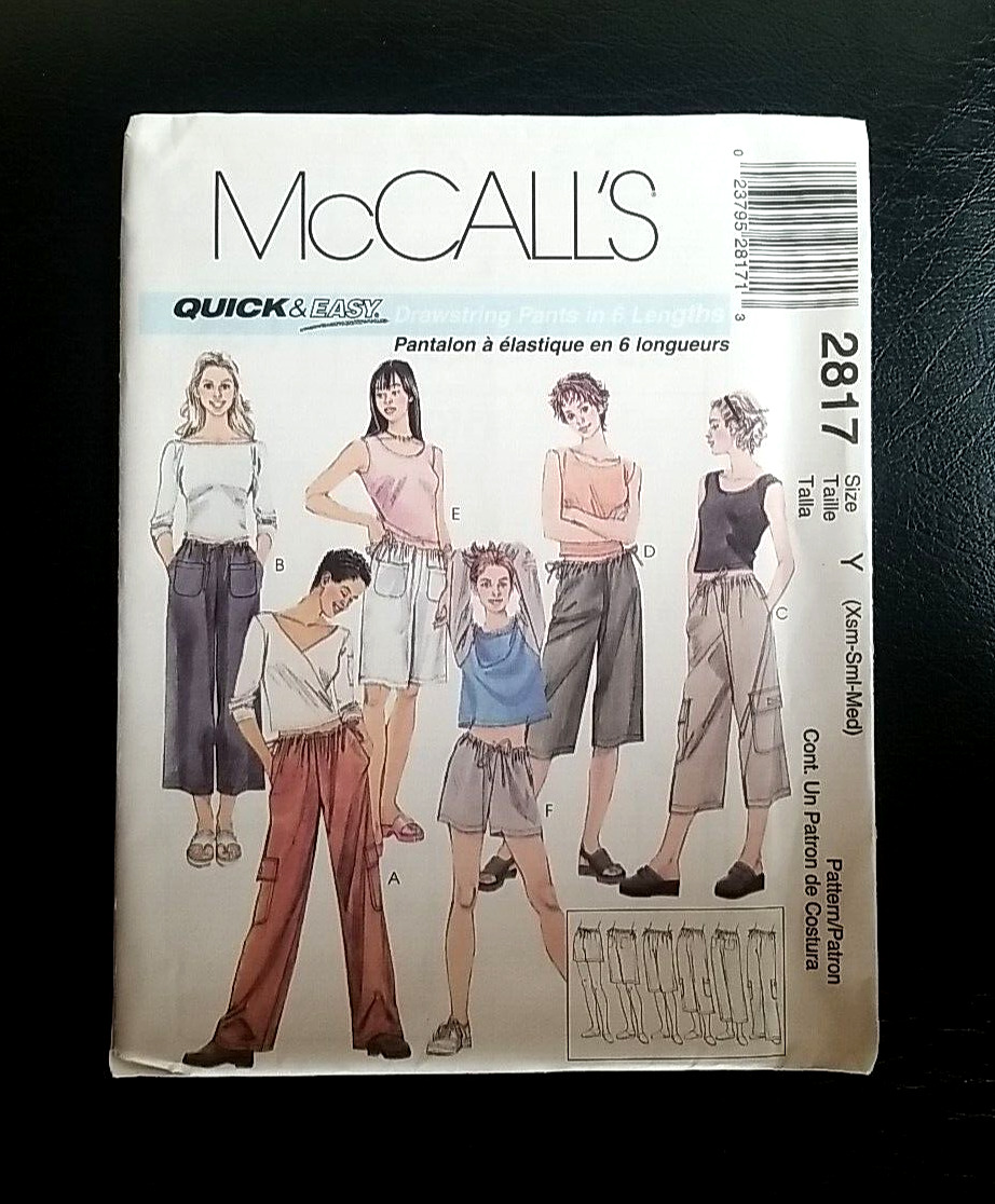 McCall\'s 2817 Size Y XS-S-M Sewing Pattern UNCUT Drawstring Pants 6 Lengths