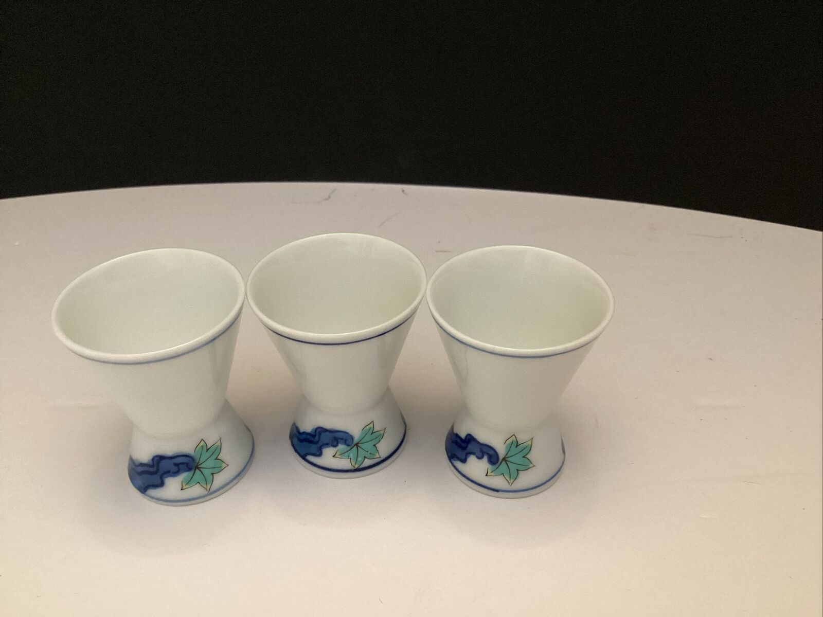 Set Of 3 Vintage Porcelain Sake Cups, Made In Japan.