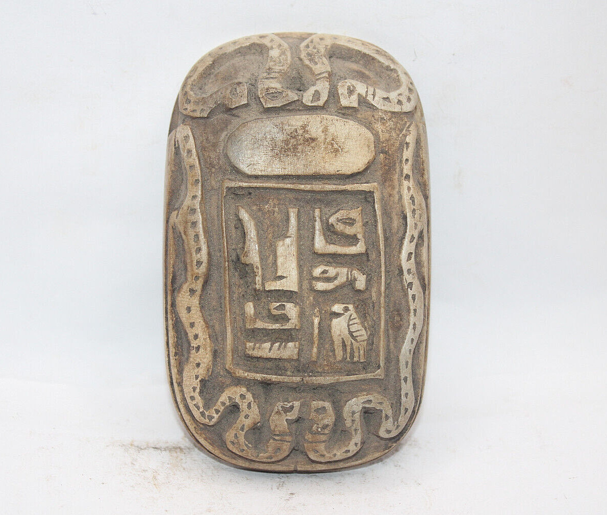 RARE ANCIENT EGYPTIAN ANTIQUE SCARAB Royal White Carved Stone EGYCOM