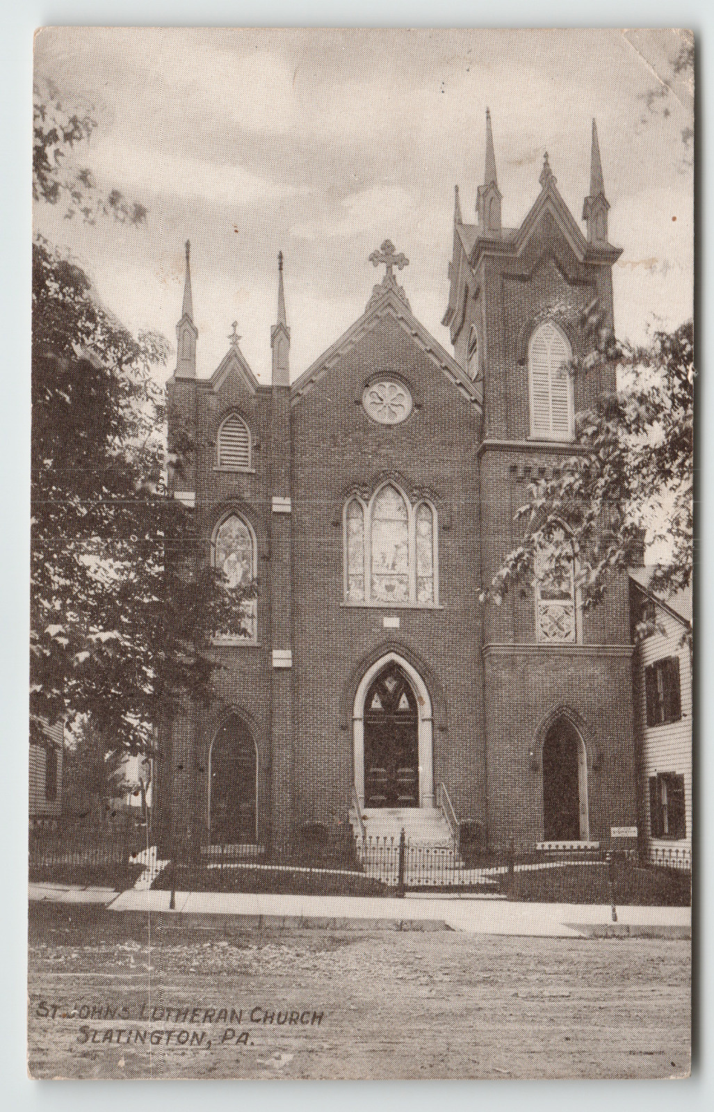 Postcard Vintage 1910 St. John's Lutheran Church Slatington , PA