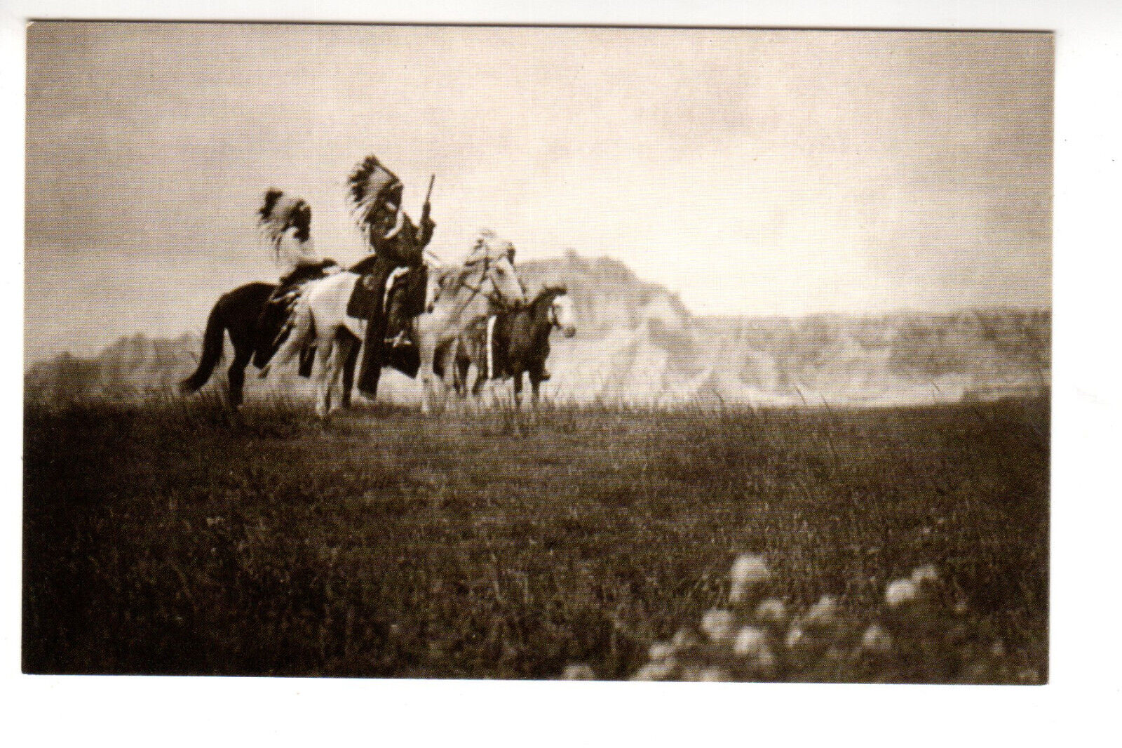 Postcard: Sioux Chiefs on the Plains of the Dakotas, repro of Edward Curtis 1905